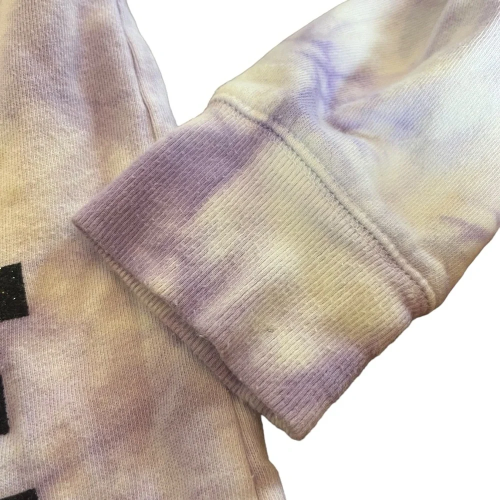 Justice Girls 12/14 Purple White‎ Tie Dye Glitter Sweatshirt Hoodie Pullover